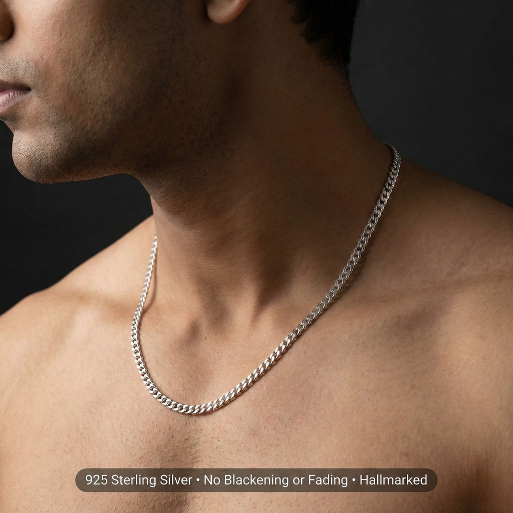 Men's Everyday Silver Curb Chain Necklace