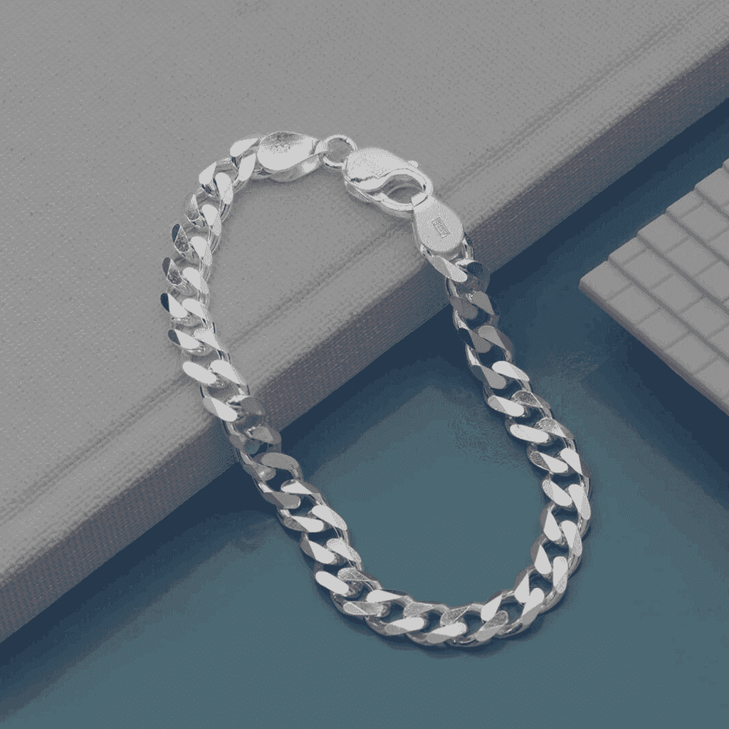 The 925 Sterling Silver Classic Cuban Curb Bracelet - Celestora - India - 4.5 mm - - Bracelet for Men, Boys, Gift for Men, Brother, Boyfriend, Husband