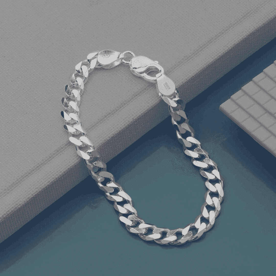 The 925 Sterling Silver Classic Cuban Curb Bracelet - Celestora - India - 4.5 mm - - Bracelet for Men, Boys, Gift for Men, Brother, Boyfriend, Husband