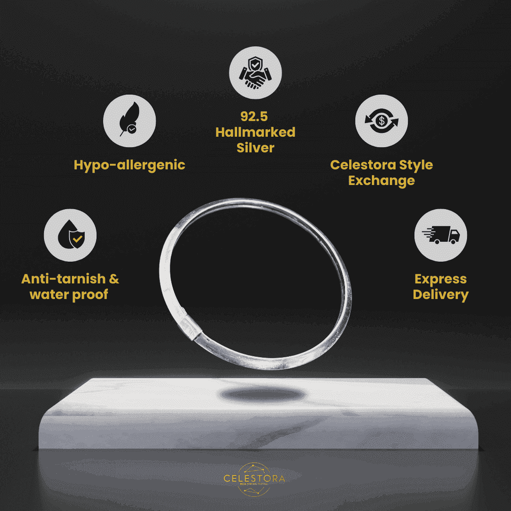 The 925 Sterling Basic Cuff / Kada for Men - Celestora - India - Noble (Close Band) - - Cuff / Kada for Men, Boys, Gift for Men, Brother, Boyfriend, Husband