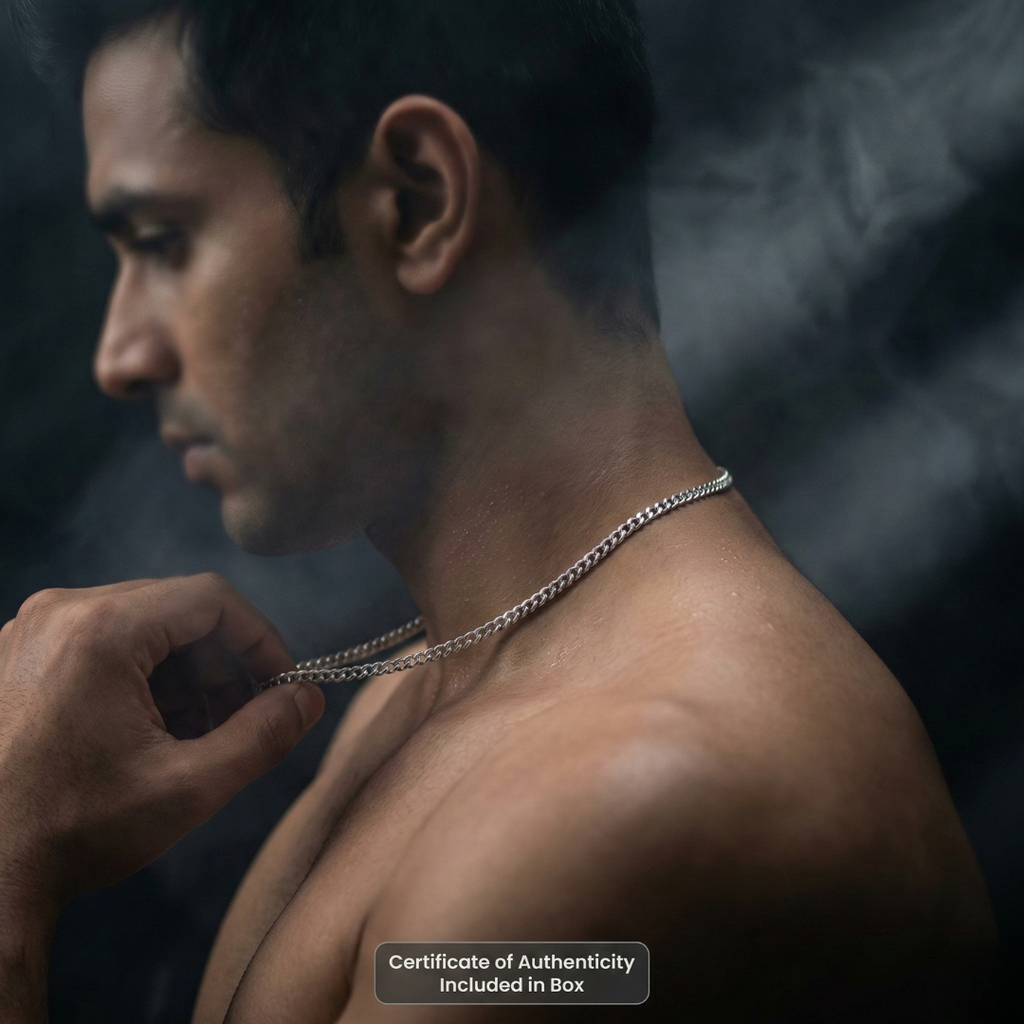Men's Everyday Silver Curb Chain Necklace