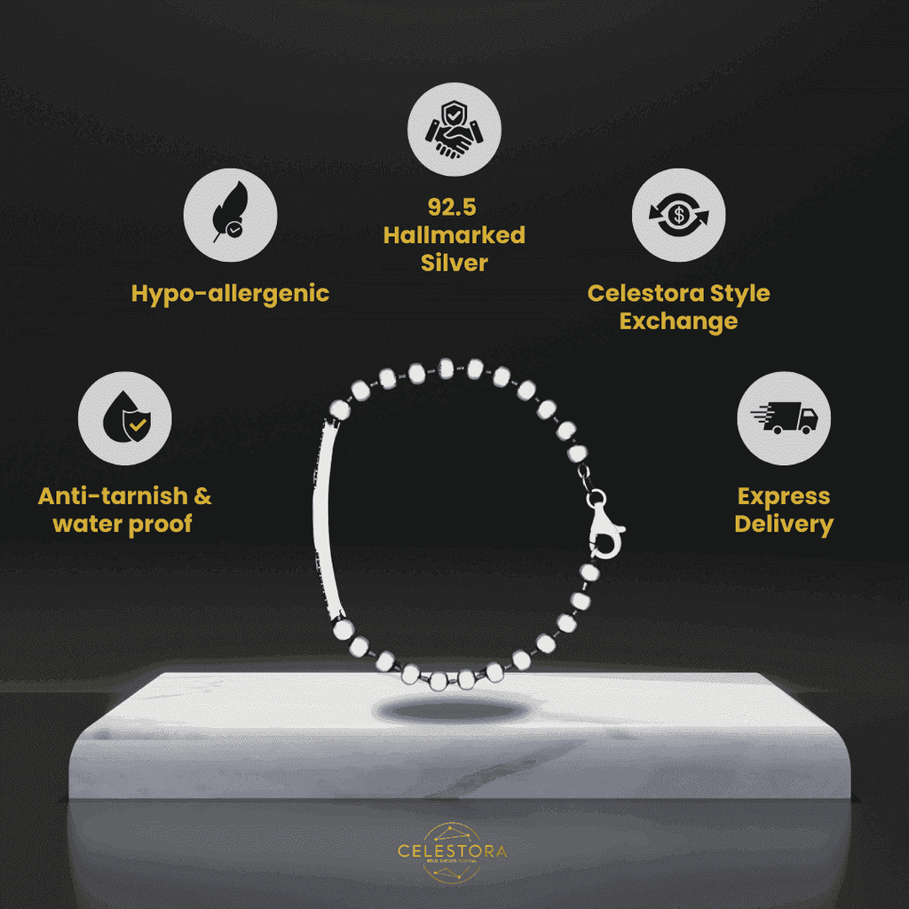 The 925 Sterling Silver Premium Imported Gifting Bracelet - Celestora - India - Midnight - - Bracelet for Men, Boys, Gift for Men, Brother, Boyfriend, Husband