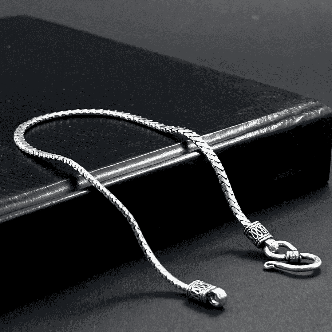 925 Sterling Silver Oxydised Snake Chain Bracelet | Celestora