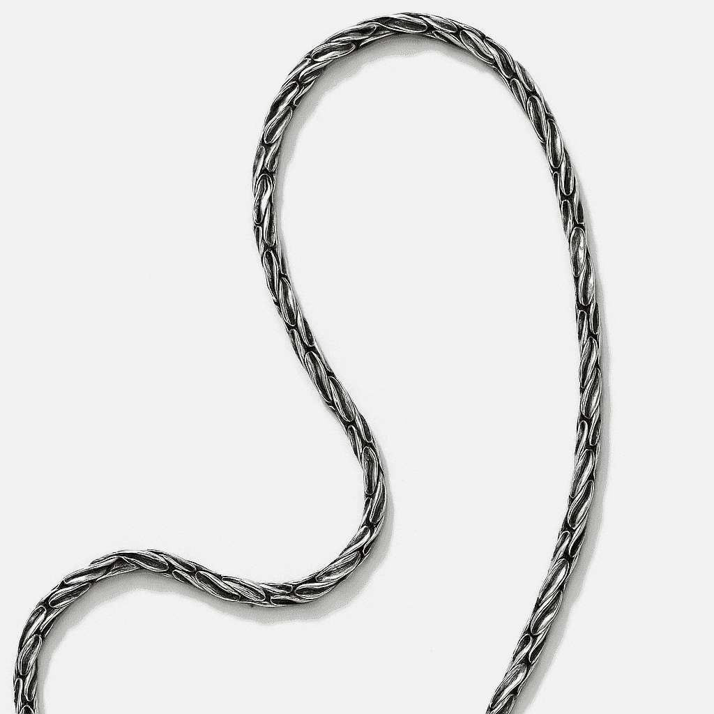 The 925 Sterling Silver Twin-Link Chain - Celestora - India - Twisted / 20 inches - men - Chains