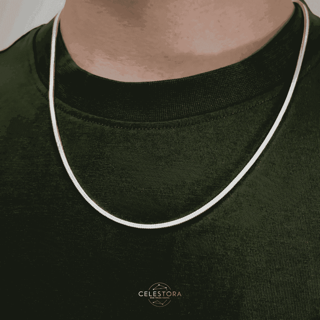 The 925 Sterling Silver Viper Chain | Herringbone Design - Celestora - India - 20 inches | 1.4 mm | 8.1 g - - Chains for Men, Boys, Gift for Men, Brother, Boyfriend, Husband