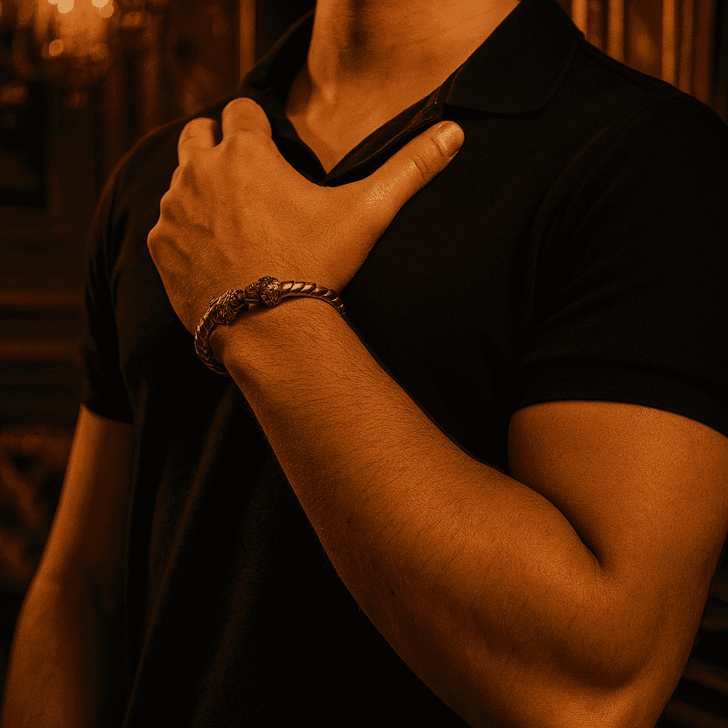 The 925 Sterling Silver Lion Cuff | Kada for Men - Celestora - India - Majestic - - Cuff / Kada for Men, Boys, Gift for Men, Brother, Boyfriend, Husband