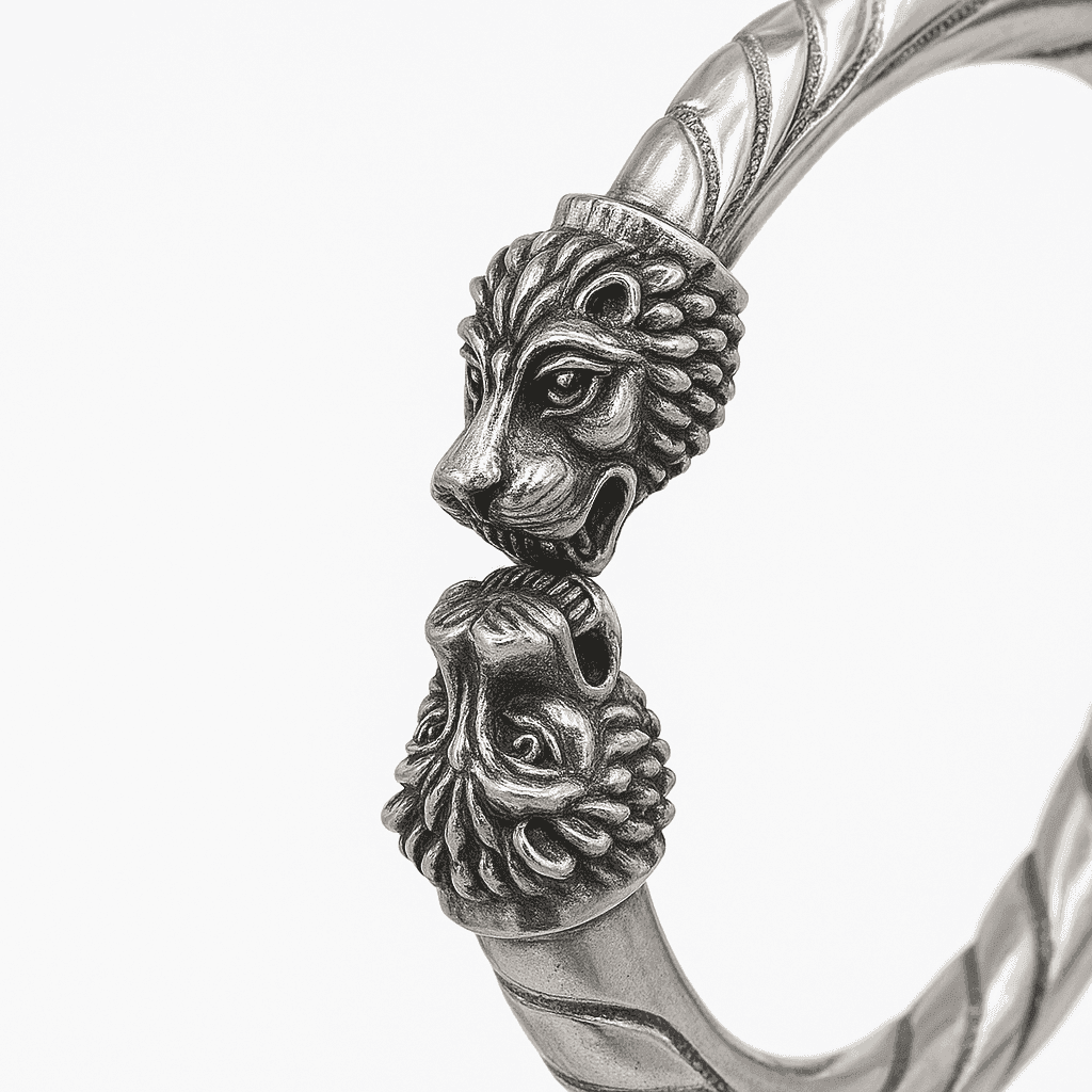 The 925 Sterling Silver Lion Cuff | Kada for Men - Celestora - India - Majestic - - Cuff / Kada for Men, Boys, Gift for Men, Brother, Boyfriend, Husband