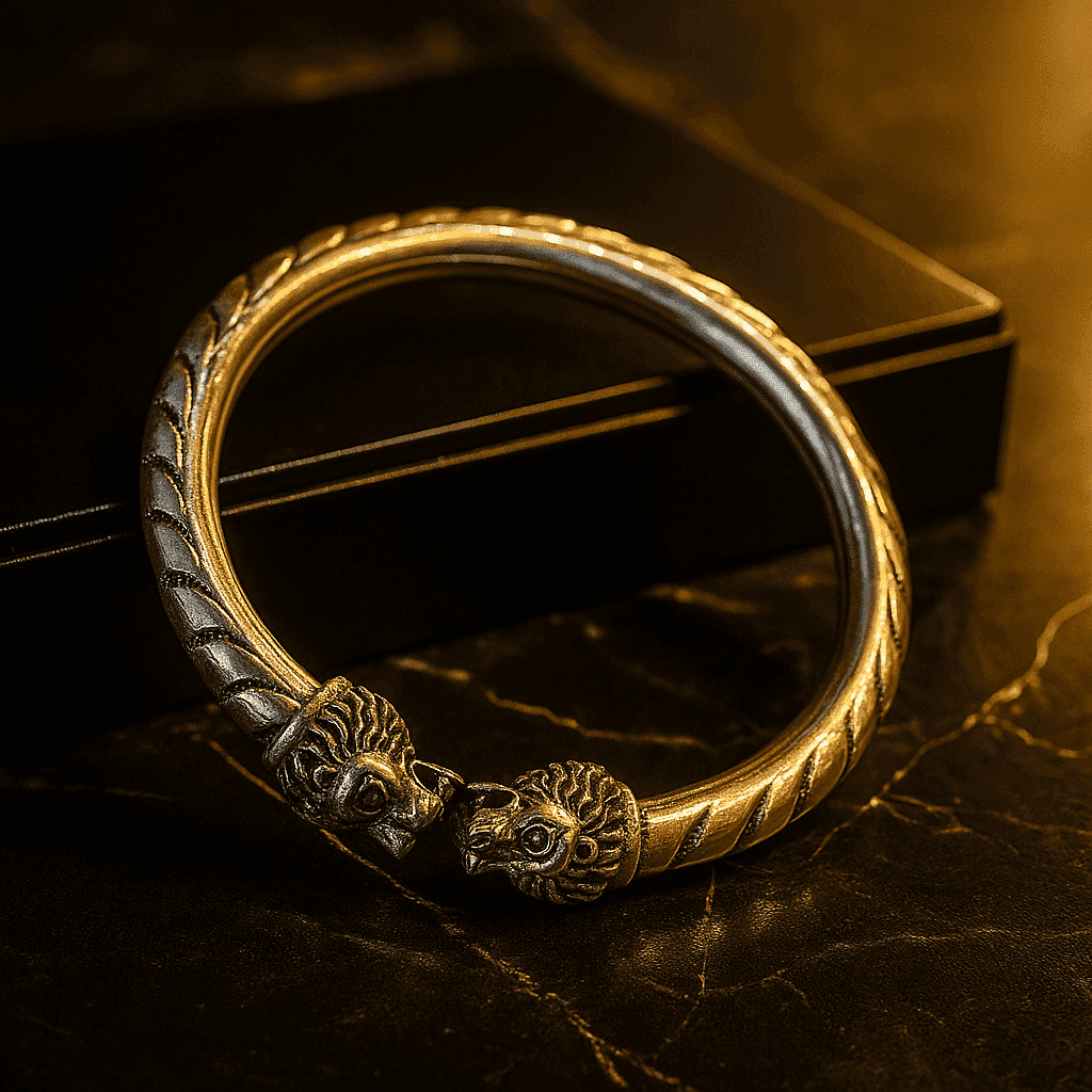 The 925 Sterling Silver Lion Cuff | Kada for Men - Celestora - India - Majestic - - Cuff / Kada for Men, Boys, Gift for Men, Brother, Boyfriend, Husband