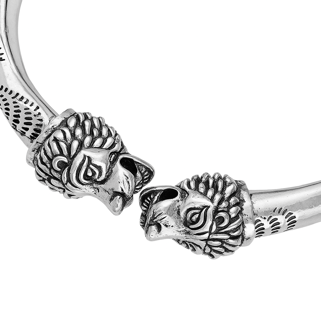 The 925 Sterling Silver Lion Cuff | Kada for Men - Celestora - India - - - Cuff / Kada for Men, Boys, Gift for Men, Brother, Boyfriend, Husband