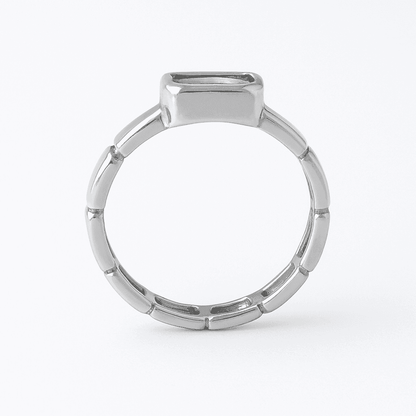 The 925 Silver Ring with Statement Rectangular Zircon Stone - Celestora - India - - - Ring