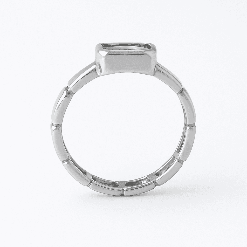 The 925 Silver Ring with Statement Rectangular Zircon Stone - Celestora - India - - - Ring