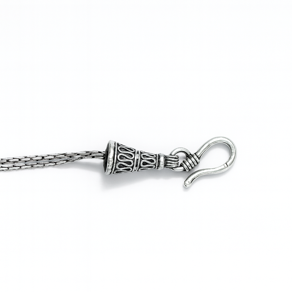 Artisan Silver Multi-Chain Bracelet with Bead Charms