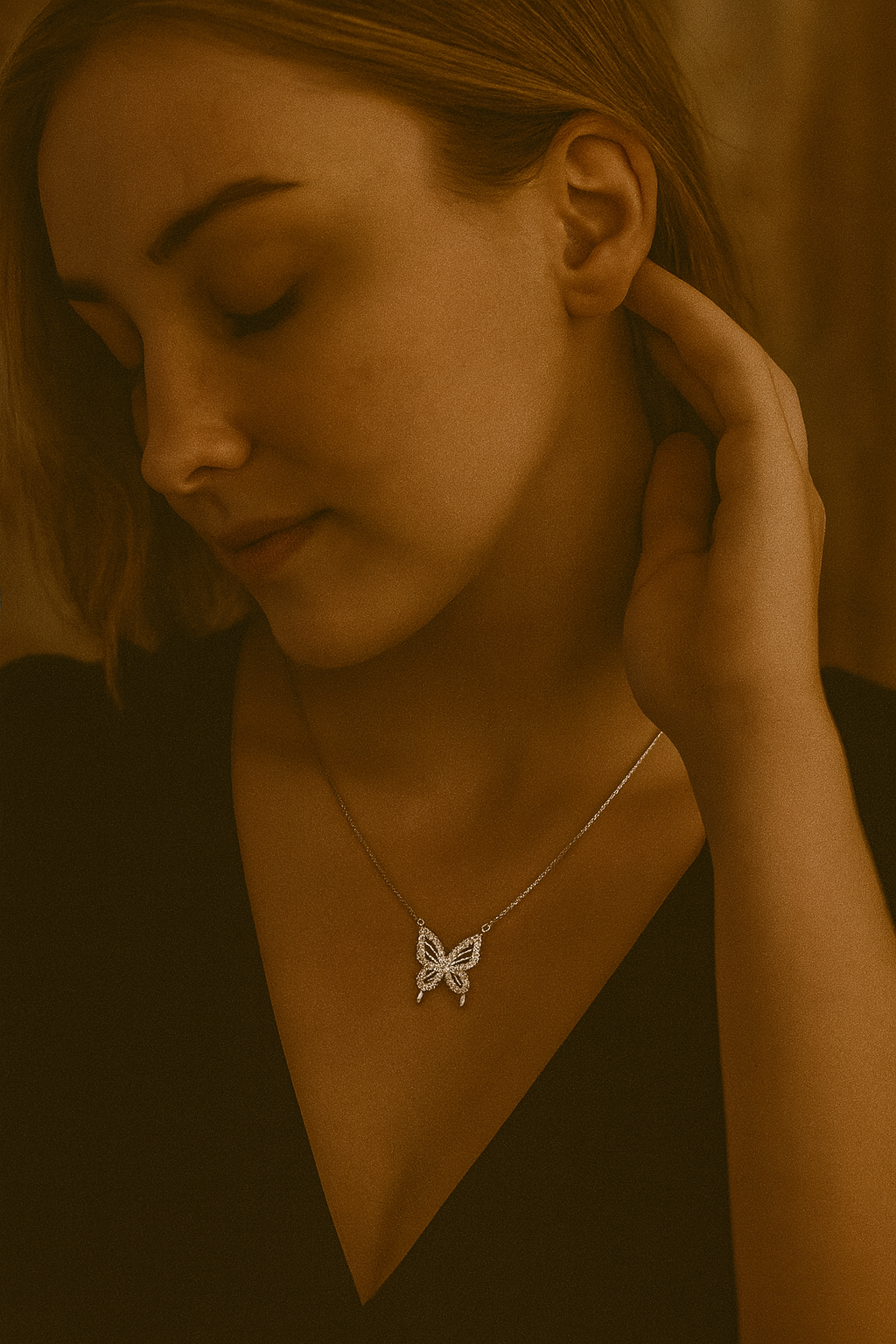 925 Sterling Silver Butterfly Angel Pendant Necklace