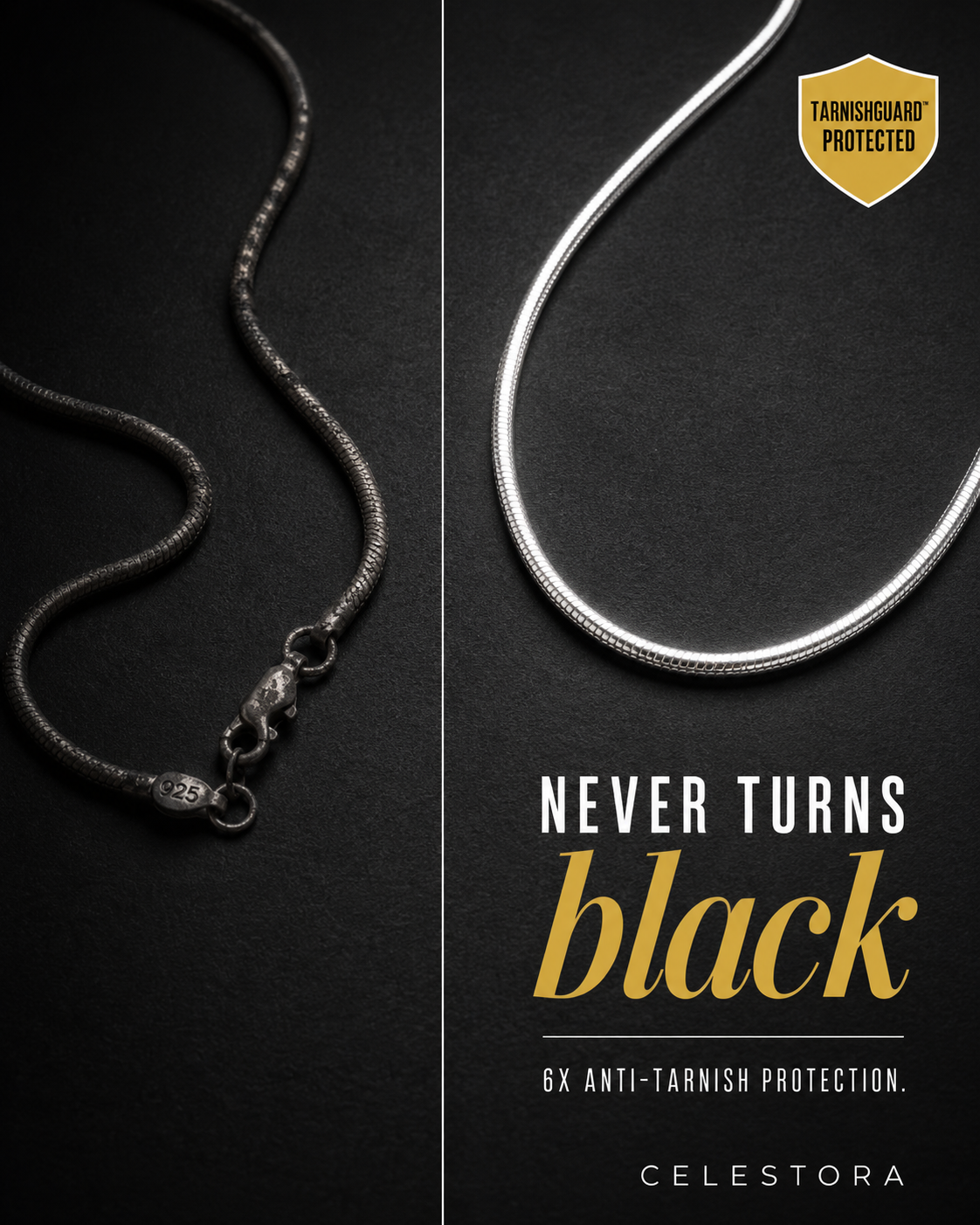 Classic Everyday Silver Snake Chain Necklace