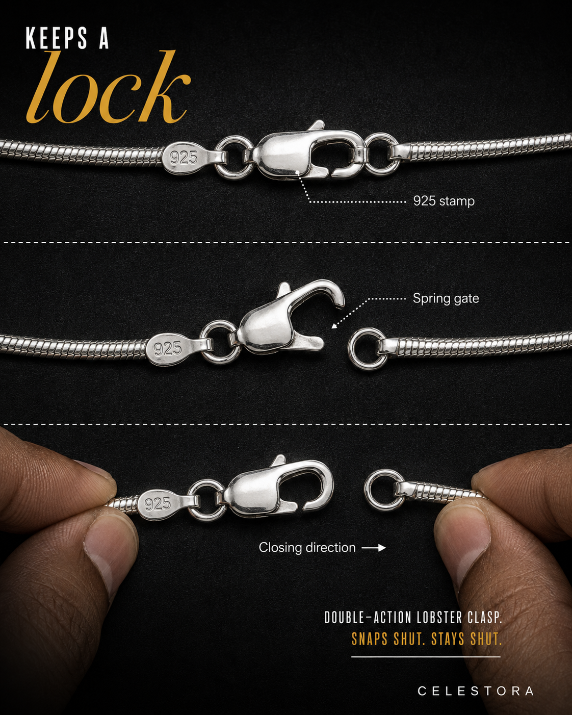 Classic Everyday Silver Snake Chain Necklace