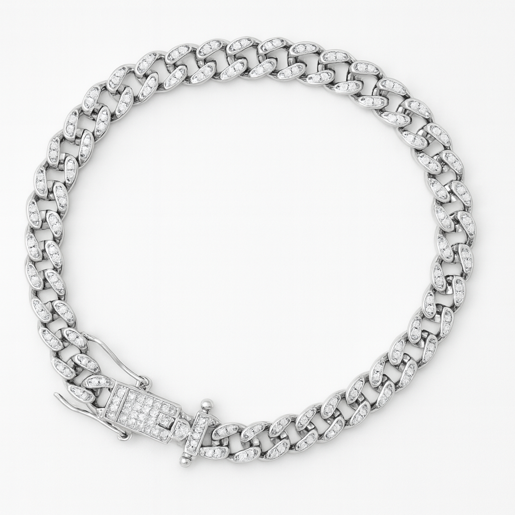 925 Sterling Silver Iced Cuban Curb Bracelet