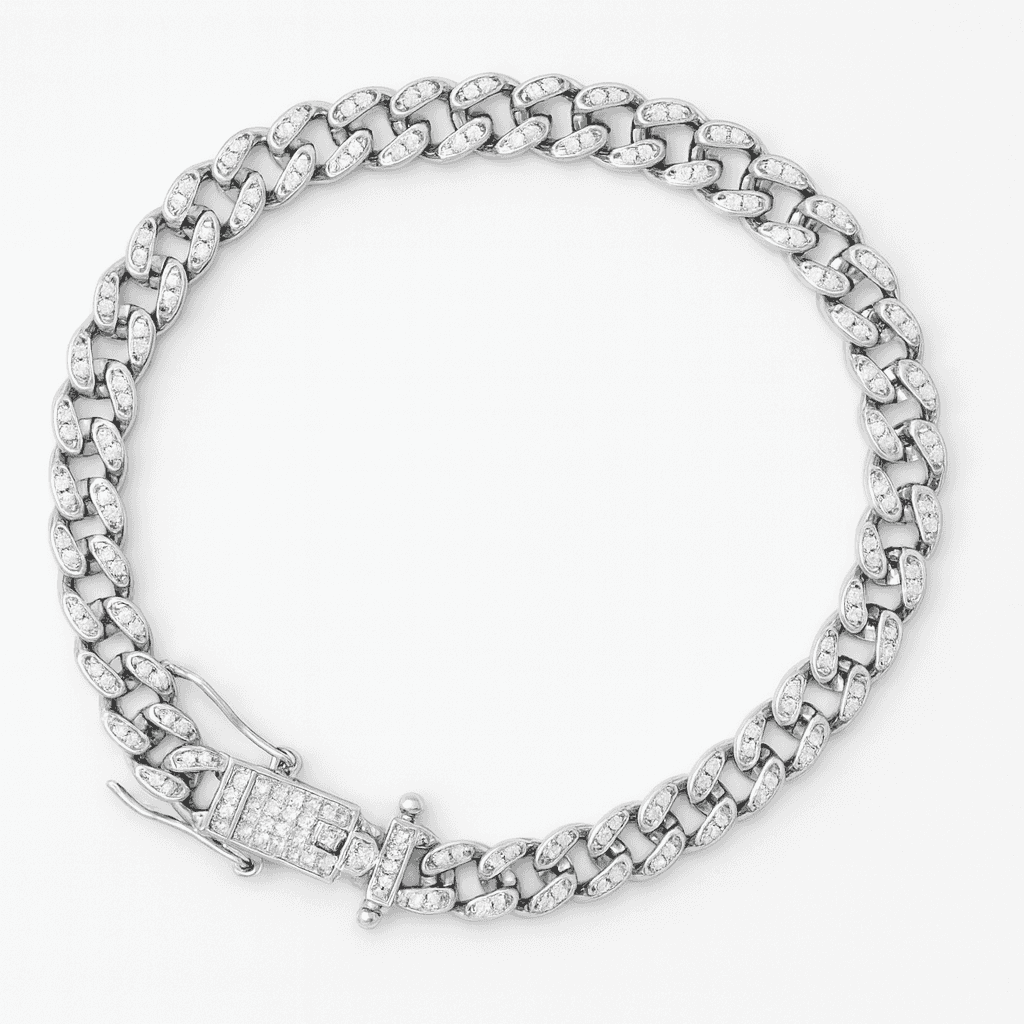 925 Sterling Silver Iced Cuban Curb Bracelet - Celestora - India - - - Bracelet for Men, Boys, Gift for Men, Brother, Boyfriend, Husband