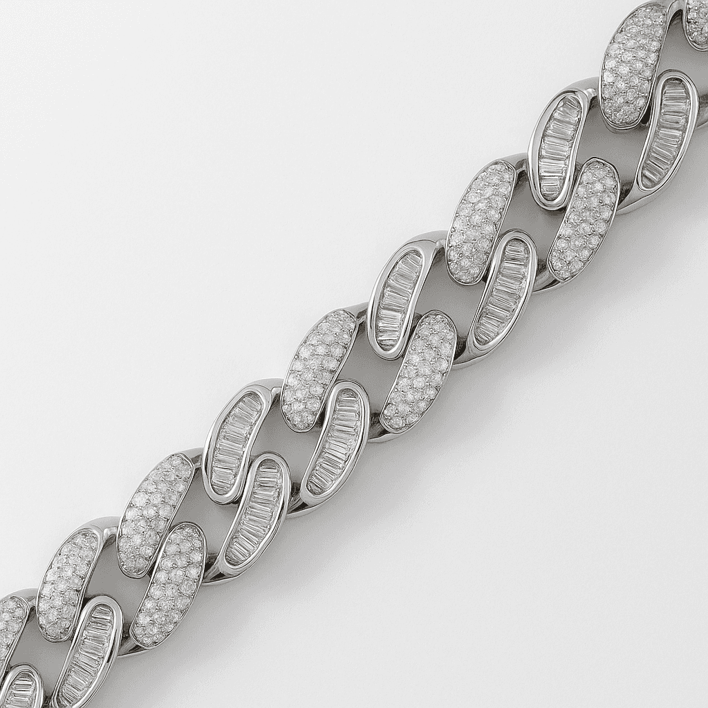 925 Sterling Silver Ice-Cut Diamond Mirror Cuban Bracelet - Celestora - India - - - Bracelet for Men, Boys, Gift for Men, Brother, Boyfriend, Husband