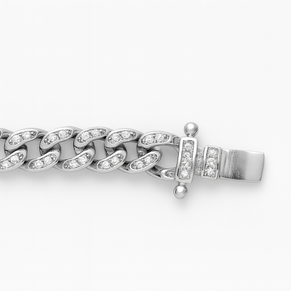 925 Sterling Silver Iced Cuban Curb Bracelet