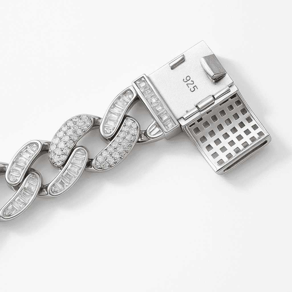 925 Sterling Silver Ice-Cut Diamond Mirror Cuban Bracelet - Celestora - India - - - Bracelet for Men, Boys, Gift for Men, Brother, Boyfriend, Husband