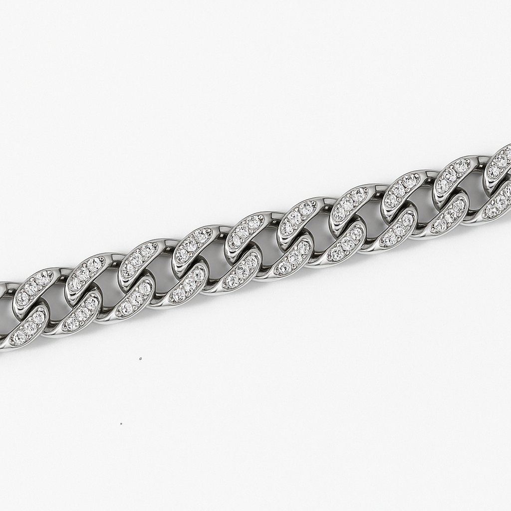 925 Sterling Silver Iced Cuban Curb Bracelet