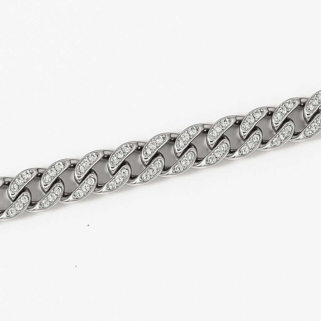 925 Sterling Silver Iced Cuban Curb Bracelet - Celestora - India - - - Bracelet for Men, Boys, Gift for Men, Brother, Boyfriend, Husband