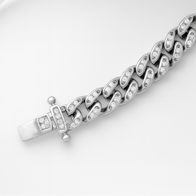 925 Sterling Silver Iced Cuban Curb Bracelet