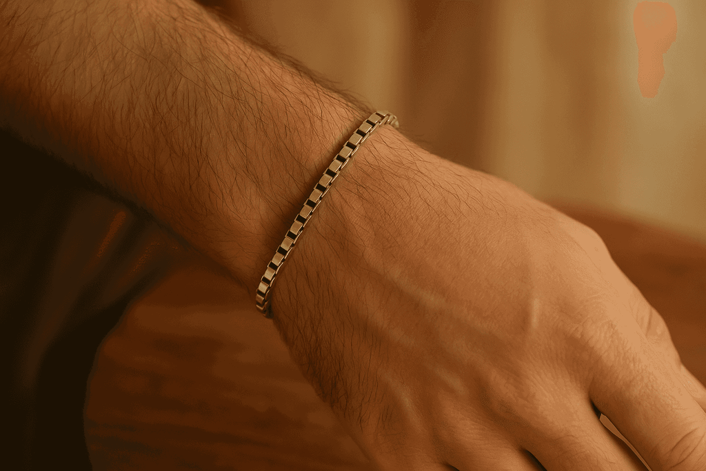 925 Sterling Silver Box Bracelet - Celestora - India - - - Bracelet for Men, Boys, Gift for Men, Brother, Boyfriend, Husband