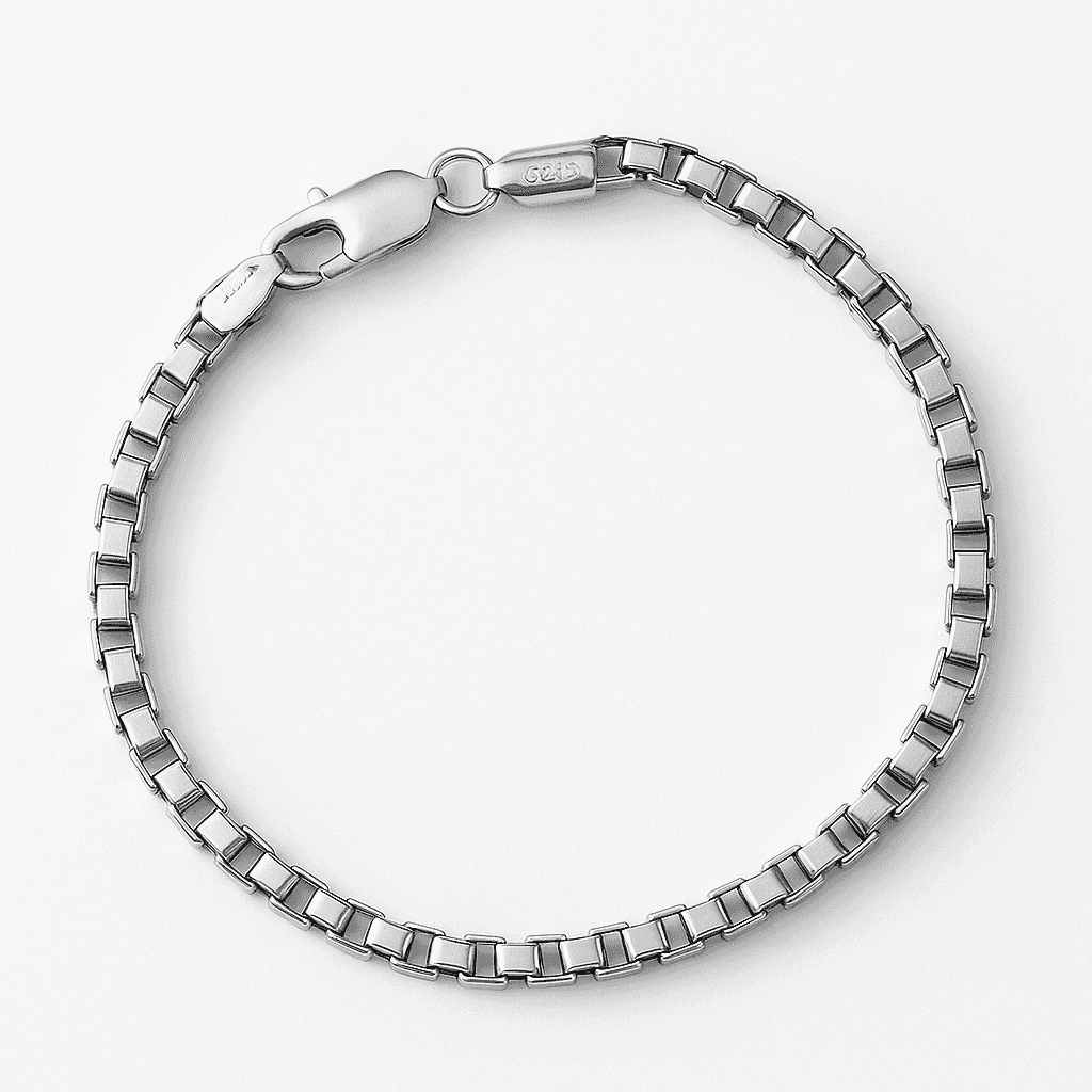 925 Sterling Silver Box Bracelet - Celestora - India - - - Bracelet for Men, Boys, Gift for Men, Brother, Boyfriend, Husband