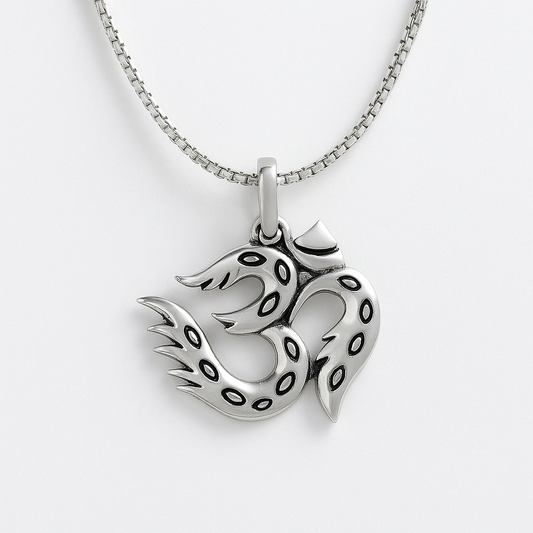 Combo: Agni Om Pendant and Textured Snake Chain (22 inches)
