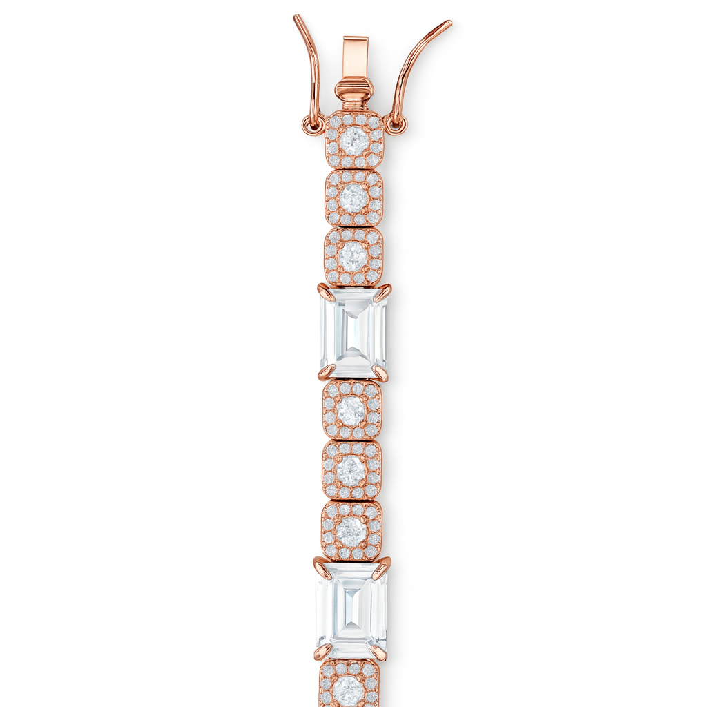 925 Sterling Silver Emerald Cut Bracelet