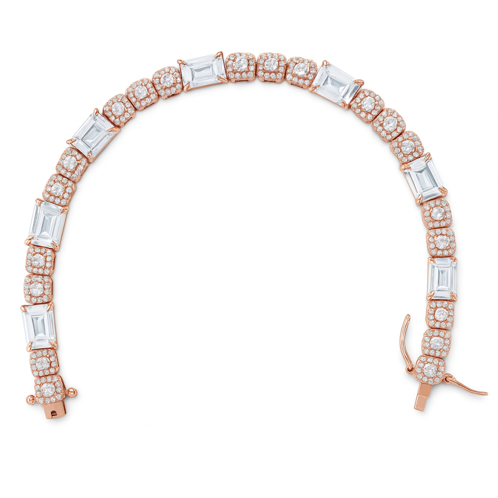 925 Sterling Silver Emerald Cut Bracelet