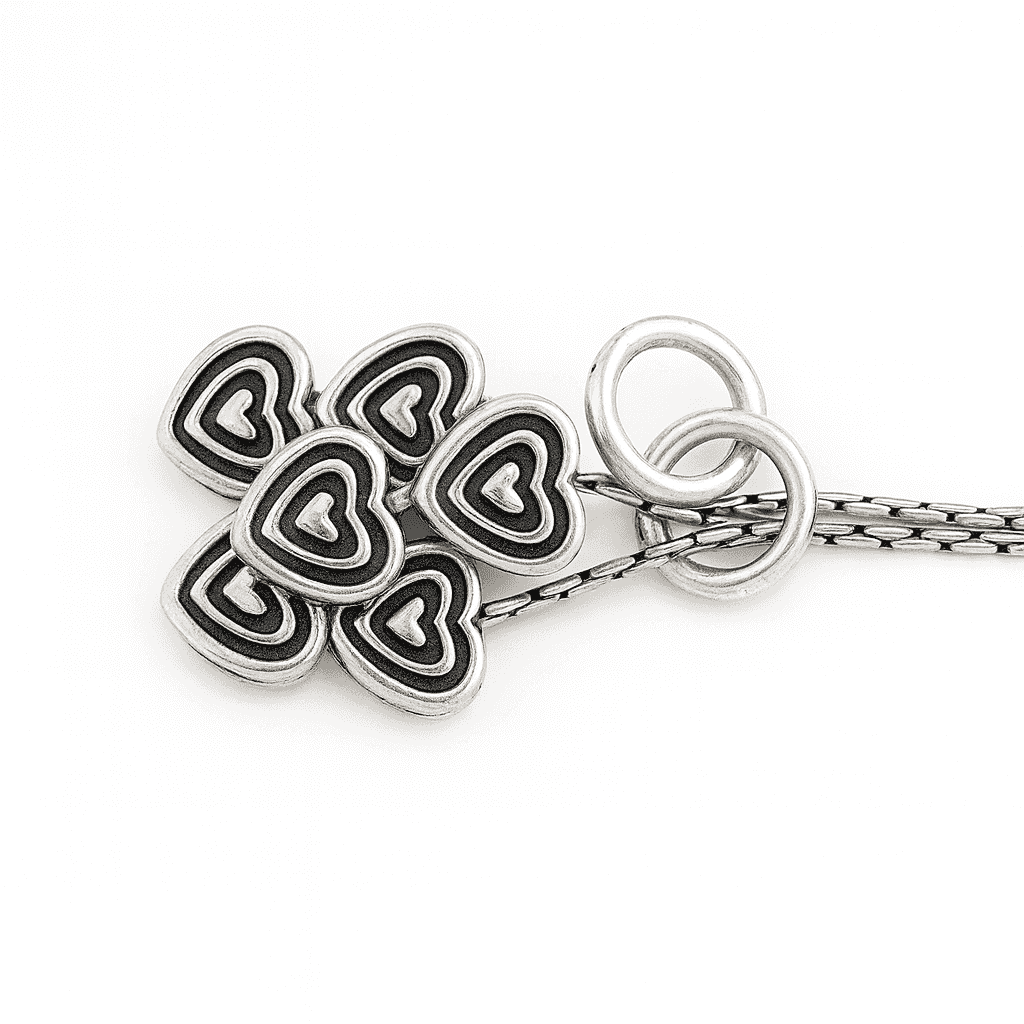 925 Sterling Silver Heart Charm Trio Bracelet - Celestora - India - - - 