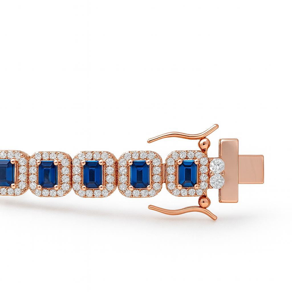 925 Sterling Silver Diamond Halo Bracelet