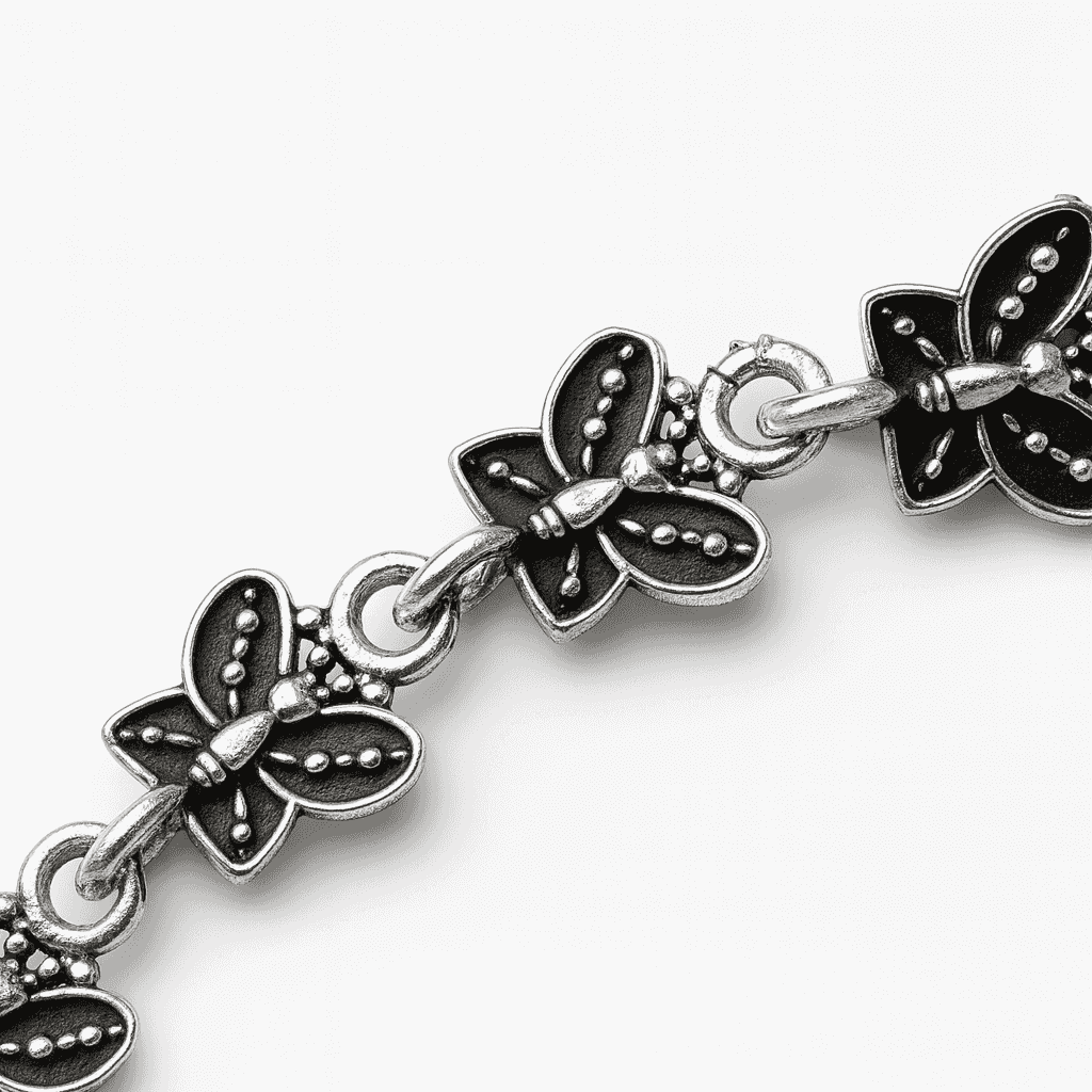 925 Sterling Silver Dancing Butterfly Anklet (Single Piece) - Celestora - India - - - 