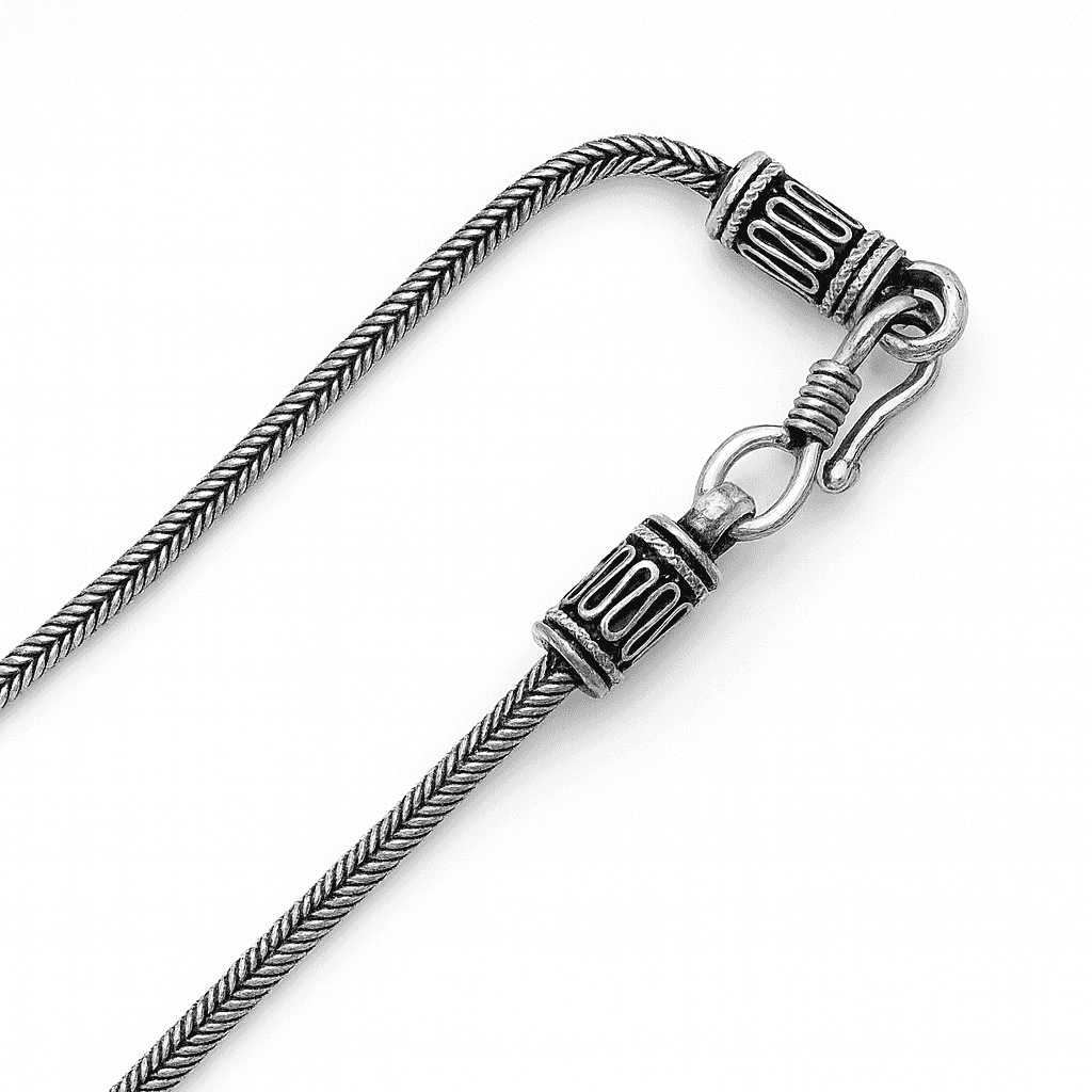 925 Sterling Silver Royal Foxtail Chain - Celestora - India - - men - 