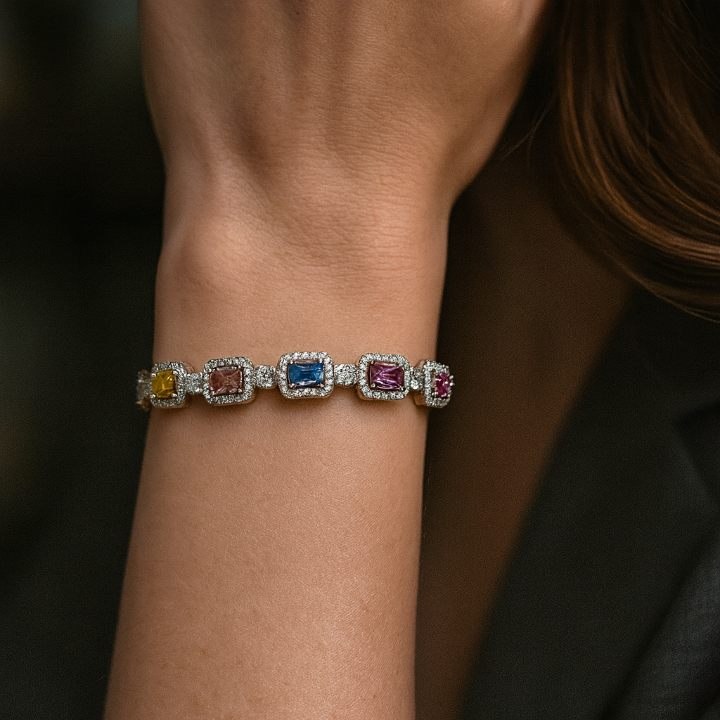 925 Sterling Silver Empress Gem Bracelet