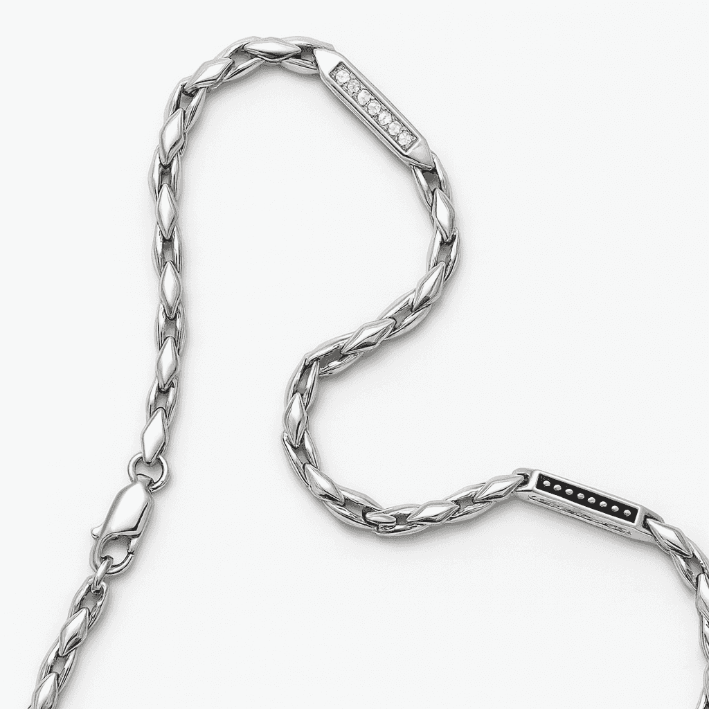925 Sterling Silver Twisted Wheat Chain - Celestora - India - - men - 