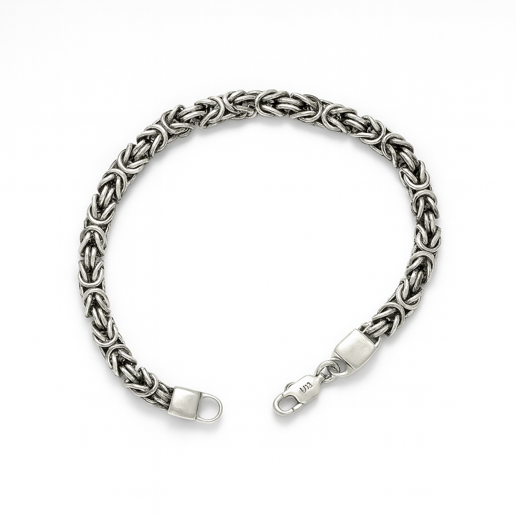 Oxidized Silver Byzantine Chain Bracelet for Men