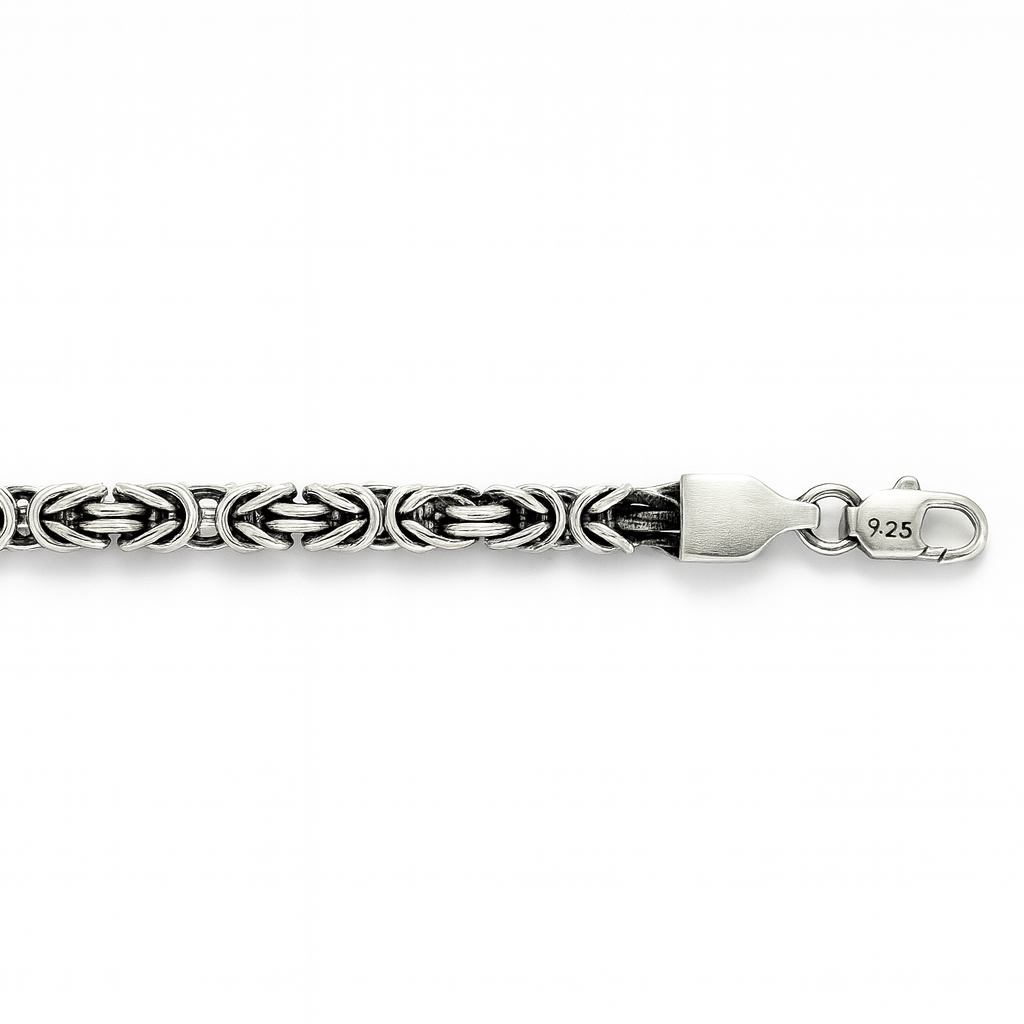 Oxidized Silver Byzantine Chain Bracelet for Men