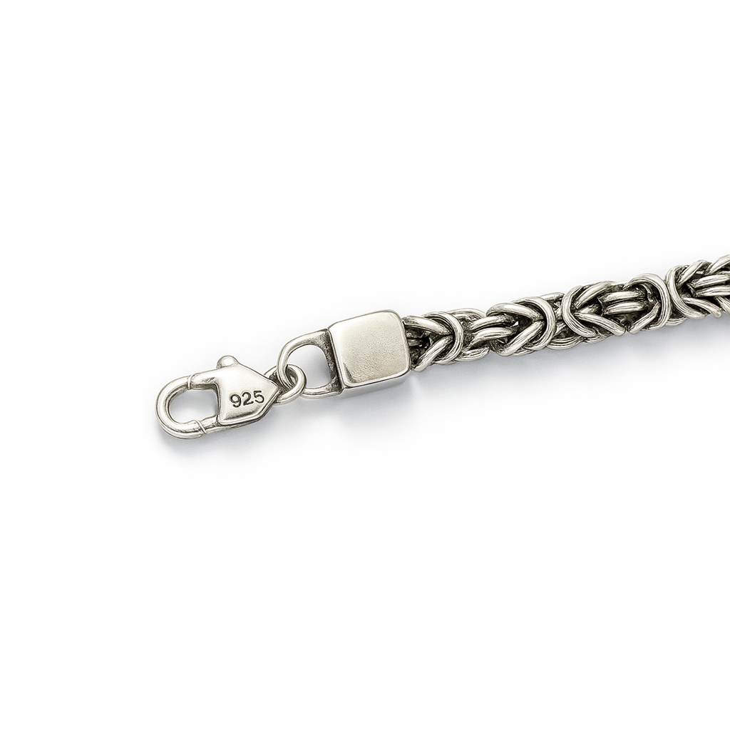 Oxidized Silver Byzantine Chain Bracelet for Men
