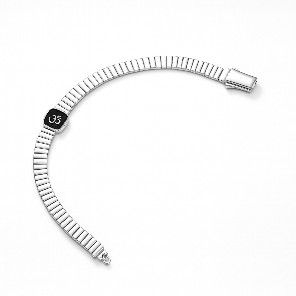 925 Sterling Silver Black Om Protection Bracelet