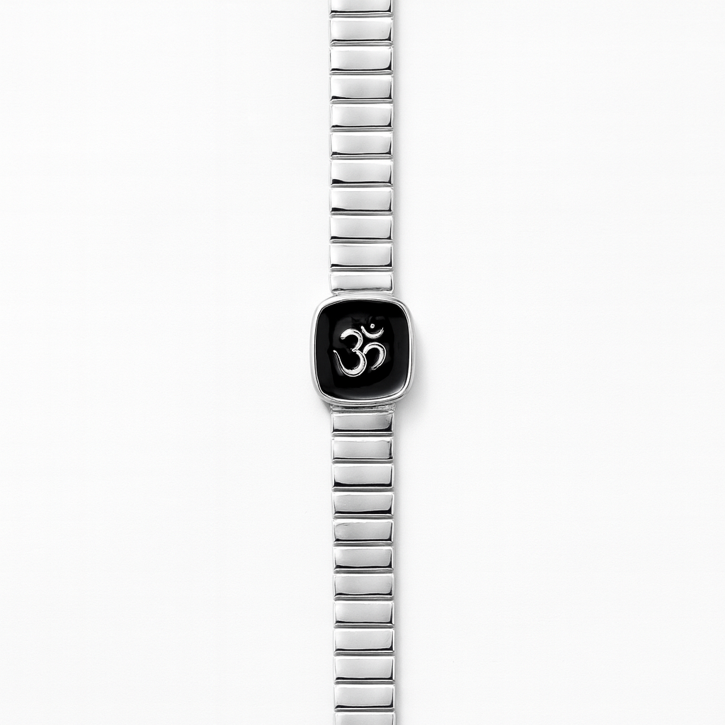 925 Sterling Silver Black Om Protection Bracelet