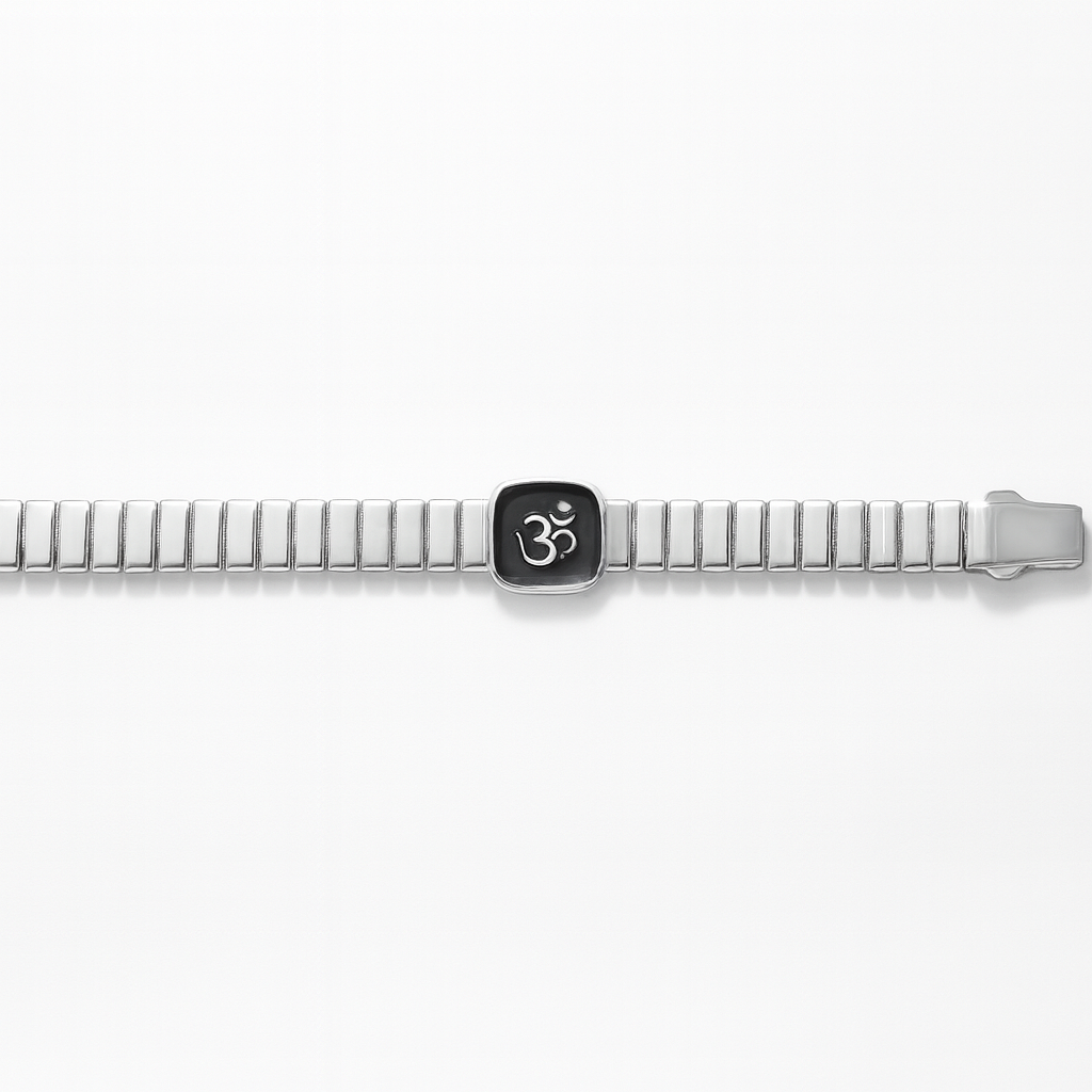 925 Sterling Silver Black Om Protection Bracelet