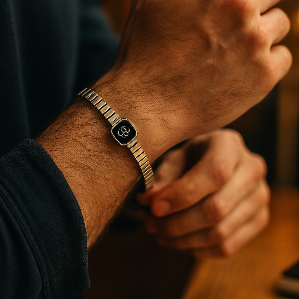 925 Sterling Silver Black Om Protection Bracelet