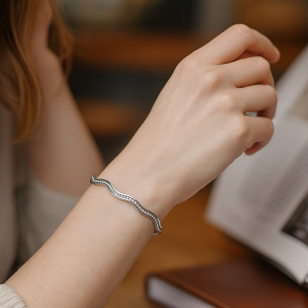 925 Sterling Silver Wave Bangle