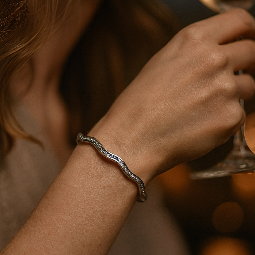 925 Sterling Silver Wave Bangle