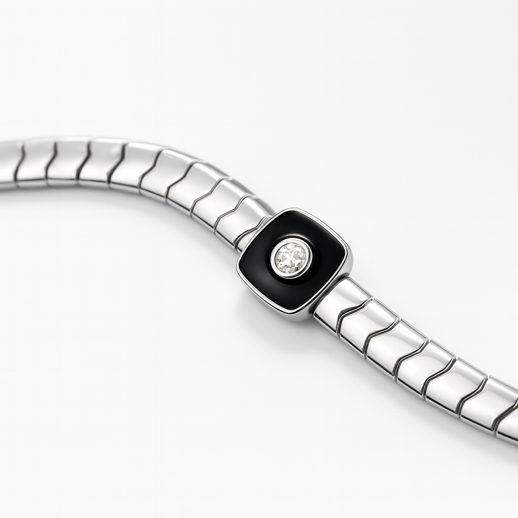 925 Sterling Silver Black Power Stone Bracelet