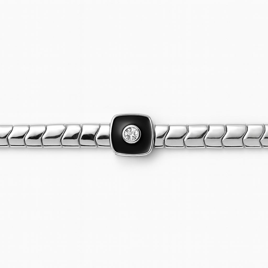 925 Sterling Silver Black Power Stone Bracelet