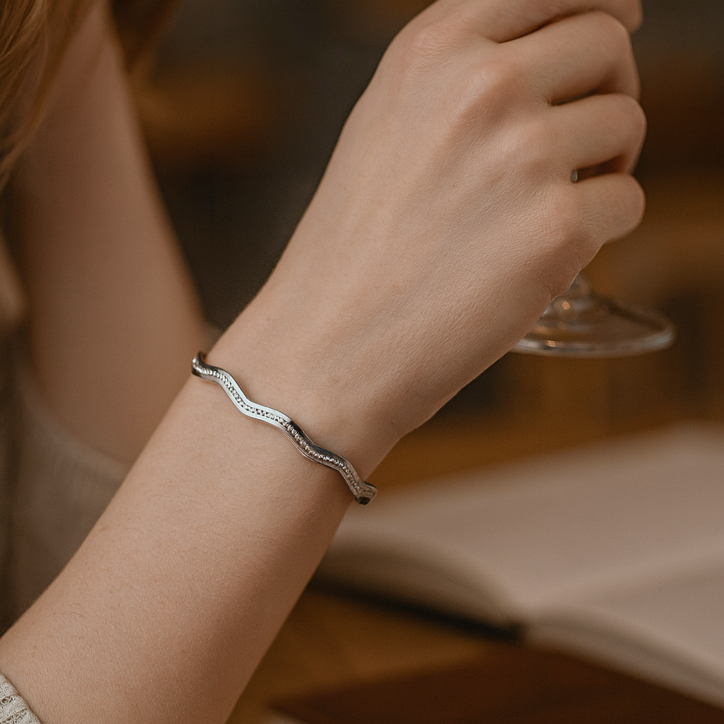 925 Sterling Silver Wave Bangle